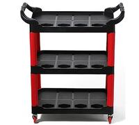Detailing Tool Cart - Mobile Utility Trolley for Mechanics, Garage, Car Wash & Beauty Shops - 3-Shelf Multipurpose Storage & Workbench Station