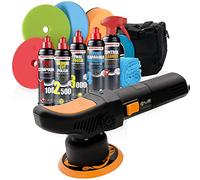 Detailmate Car Polish Set - Liquid Elements T2000 V3 Eccentric Polishing Machine + Menzerna Polish Set: Control Cleaner HC1000, MC 2500, FF 3000, Carnauba Wax + 4 Pads + 3M Band + Polishing Cloth
