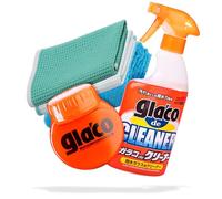 detailmate Car Windscreen Cleaning and Sealing Bundle: Soft99 Glaco de Cleaner Glass Cleaner 400 ml + Soft99 Glaco Roll On Large 120 ml + 2 x Waffle Cloth Polishing Cloth