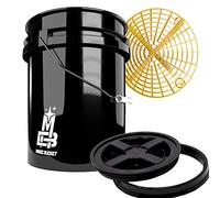 Detailmate GritGuard Professional Wash Bucket Set 5 GAL (Approx. 20 Litres) / Gamma Seal Bucket Lid / Insert / Washboard Yellow / Black