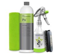 detailmate Koch Chemie Pol Star Textile Leather and Alcantara Cleaner Kit 1L - Kwazar Spray 360° - 0.5L - Microfibre Cloth 40 x 40 cm - Soft Nylon Brush for Alcantara and Leather