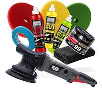 detailmate Polishing Set: PLSH H15 Polishing Machine + Garage Freaks Made by Menzerna Polishes, Heavy Cut, Medium Cut, Finish 250ml & Pads 150mm + 3M Band + Polishing Cloth - Car & Motorcycle Polish