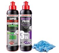 detailmate Starter Polish Set - Menzerna Medium Cut Polish One Step Polish 3 in 1 + Menzerna Car Polish Super Heavy Cut Compound 300, 250 ml + All Purpose Microfibre Cloth + Polishing Cloth