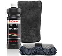 detailmate Universal Cleaner Basic 2 Set: Sonax ProfiLine MultiStar 1L 2-in-1 Insect Net Washing Sponge Precision Glove 1000 GSM