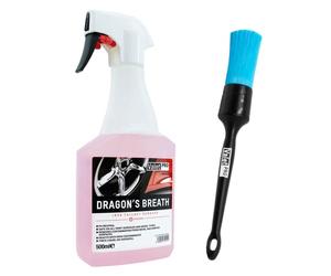 detailmate Wheel Cleaner Set Bundle: ValetPRO Dragon's Breath 500 ml - Rim Cleaner + 1 ValetPRO Black Handle Chem-Resistant - Cleaning Brush / Removes Brake Dust and Other Dirt