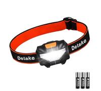 Detake LED Head Torch, Super Bright Lightweight LED Headlamp with 3 Lighting Modes, Battery Powered Waterproof LED Headlight for Camping, Running, Cycling, Fishing, Hiking, Reading, Outoor Sports