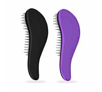 Detangle Hair Brush Salon Brush Detangling Hairbrush Tangle Comb For Women Men Boys Girls Curly Straight Wet Dry Fine Short Long Hair Styling Tool Travel Home Accessories Black & Purple 1 Pack