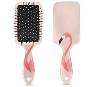 Detangle Hair Brush Women Men Hairbrush Flexible Soft Bristle Paddle Brush(Pink Flamingo)