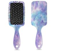 Detangle Hair Brush Women Men Hairbrush Flexible Soft Bristle Paddle Brush(Purple Shimmering Galaxy)