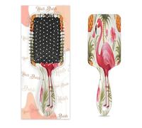 Detangle Hair Brush Women Men Hairbrush Flexible Soft Bristle Paddle Brush(Tropical Fruits Flamingo)