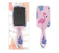 Detangle Hair Brush Women Men Hairbrush Flexible Soft Bristle Paddle Brush(Tropical Leaf Pink Flamingo)