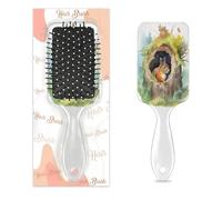 Detangle Hair Brush Women Men Hairbrush Flexible Soft Bristle Paddle Brush(Watercolor Tree Hole Squirrel)