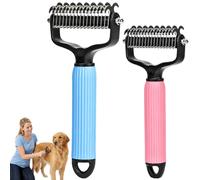 Detangler Brush, Pet Pro Grooming Tool, 2 PCS Blue Large & Pink Small Double Sided Undercoat Rake & Dematting Comb For Dogs And Cats, Dog Grooming Brush for Matted Fur, for Medium Or Long Haired Breed