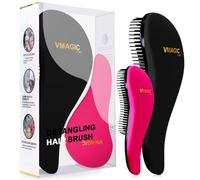 Detangling Brush - Glide Through Tangled Hair - Best Brush for Women, Girls, Men & Boys - Wet & Dry Use (Black & Rose Red)