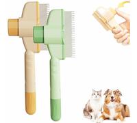 Detangling Pet Comb for Dogs Cats 2PCS Self-Cleaning Cat Comb Pet Grooming Detangler Grooming Tool Short Long Stainless Steel Teeth Combs