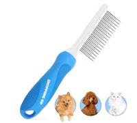 Detangling Pet Grooming Comb for Dogs & Cats with Long & Short Stainless Steel Metal Teeth for Removing Tangles and Knots - Dematting Brush to Detangle Matted Hair