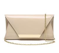 DETARA Patent Leather Envelope Clutch Womens Evening Handbag Stylish Shoulder Bag Purse for Christmas Wedding Party Prom, Nude E