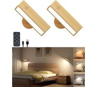 DetarZinLED Rechargeable Wall Lights,Battery Operated Wall Sconce with Remote,Rotatable Cordless Wall Lamp with 3 Color Temperature for Bedroom,Living Room,Bedside Reading（2 Pack）