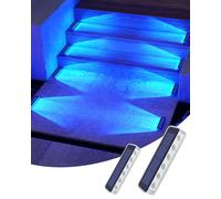 DetarZinLED Solar Lights Outdoor Garden, 2-Pack Blue Solar Lights Outdoor, Waterproof Decking Light, 1000mAh Battery & 8-10H Auto Lighting Step Light Solar Powered for Dock Steps Patio Path Driveway