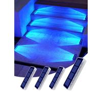 DetarZinLED Solar Lights Outdoor Garden, 4-Pack Blue Solar Lights Outdoor, Waterproof Decking Light, 1000mAh Battery & 8-10H Auto Lighting Step Light Solar Powered for Dock Steps Patio Path Driveway