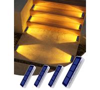 DetarZinLED Solar Lights Outdoor Garden, 4-Pack Waterproof Decking Lights Warm White, 1000mAh Battery & 8-10H Auto Lighting Solar Step Light for Stairs Dock Patio Path Driveway