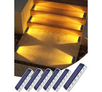 DetarZinLED Solar Lights Outdoor Garden, 6-Pack Waterproof Decking Lights Warm White, 1000mAh Battery & 8-10H Auto Lighting Solar Step Light for Stairs Dock Patio Path Driveway