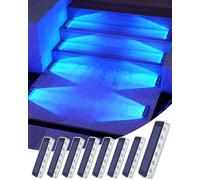 DetarZinLED Solar Lights Outdoor Garden, 8-Pack Blue Solar Lights Outdoor, Waterproof Decking Light, 1000mAh Battery & 8-10H Auto Lighting Step Light Solar Powered for Dock Steps Patio Path Driveway