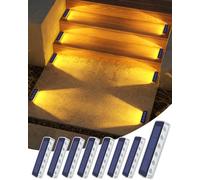 DetarZinLED Solar Lights Outdoor Garden, 8-Pack Waterproof Decking Lights Warm White, 1000mAh Battery & 8-10H Auto Lighting Solar Step Light for Stairs Dock Patio Path Driveway