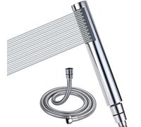 DETBOM High Pressure Stainless Steel Handheld and Hose 1.5M(59"), Replacement Universal Shower Head Water Saving, Shower Head with Easy-Cleaning Rubber Nozzles, Single Function, Chrome Finished