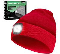 DETDLIB Valentines Day Gifts for Him, USB Rechargeable LED Headlamp Beanie, Valentines Day Gifts, Cool Gadget Gifts for Women, Valentines Day Gifts for Her, Gifts for Men, Red