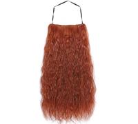 Detean Men's Long Wizard Curly Fake Mustache Realistic Fake Synthetic Beard for Halloween Costume Party, Orange, 14 Inch (pack of 1)