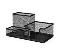 Detectalia Mesh Desk Organiser and Pen Holder, Black - Compact Multifunctional Stand for Pens, Office Accessories and School Stationery