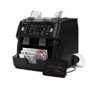 Detectalia V40 Banknote Counter and Counterfeit Detector - Sorting, Reject Pocket and Built-In Printer - Dual CIS, 4.5” Touchscreen + Ext. Display, Serial Number Reading, Multi-Currency Mixed Counting