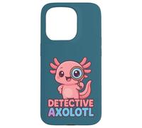 Detective Axolotl Kawaii Pink Spy Secret Agent Costume Girls Case for iPhone 15 Pro