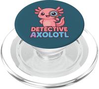 Detective Axolotl Kawaii Pink Spy Secret Agent Costume Girls PopSockets PopGrip for MagSafe