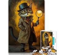 Detective Cat 1000 Piece Jigsaw Puzzles for Adults,Stress Reliever Difficult Challenge Deal As Gifts for The Whole Family (38x26cm)