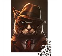 Detective Cat 1000-Piece Puzzle for Adults, 70x50cm/1000pcs; for Quiet Downtime Without A Screen; White Card Pieces for A Neat Table