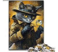 Detective Cat JigsawPuzzle 1000 Pieces for Adults, Challenging Game Toys Wall Decoration Unique Birthday And Xmas Gifts (26x38cm)