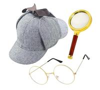 Detective Costume Accessories - Detectives Fancy Dress Kit | Victorian Sherlock Holmes | Detectivehat Glass Fake Mustache | Cosplay Costumes Accessory Hat Glasses Magnifyingglass For Women Men Boys