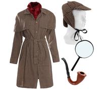 Detective Costume with Magnifying Glass & Pipe I Love Fancy Dress Brown Large