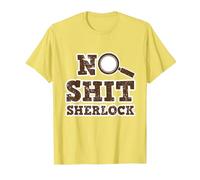 Detective Design for Men and Women - No Shit Sherlock T-Shirt, Men, Lemon Yellow, Medium