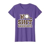 Detective Design for Men and Women - No Shit Sherlock T-Shirt, Women, Purple Heather, Medium