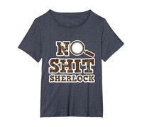 Detective Design for Men and Women - No Shit Sherlock T-Shirt, Women's Plus, Heather Blue, 6X