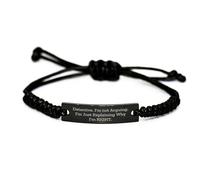 Detective Rope Gifts for Men, Funny Quote 'Detective. I'm Not Arguing. I'm Just Explaining Why I'm Right.', Adjustable Black Rope Bracelet, Christmas Unique Gifts from Friends, Small, Nylon, no