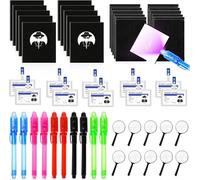 Detective Set for Children, 48 Pieces Detective Children's Birthday Party Bags with UV Pen, Notebook, Detective ID, Magnifying Glasses, Agent Glasses, Fingerprint Ink Pad & Paper Bags, Detective Guest