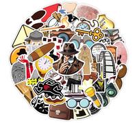 Detective Stickers Pack, 50PCs Cartoon Case Investigation Stickers for Hydro Flask, Laptop, Water Bottle, Aesthetic Vinyl Waterproof Decals for Adults, Delicate Gift Decals (Detctve)