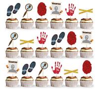 Detective Themed Cupcake Toppers, Detective Birthday Cake Picks, Detective Cake Decor, Crime Scene Decorations, Detective Party Decorations, 24PCS