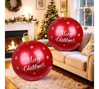 Detene 2PCS Inflatable Christmas Balls Ornament Merry Christmas PVC Inflatable Ball with Snowflake Star for Xmas Outdoor Indoor christmas Decorations Yard Lawn