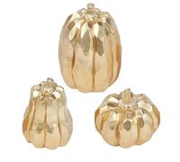 DETENE 3 Pack Gold Pumpkin Fall Decoration, Artificial Pumpkin Decor - Elegant Autumn Harvest Decor for Fall, Thanksgiving & Halloween, Perfect for Home, Table, Fireplace Mantel, Office & Kitchen