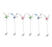 Deter flies and add charm to your garden with 36X Fake Dragonfly Clip 3D Dragonfly Garden Deco Dragonfly Stakes (6pcs)